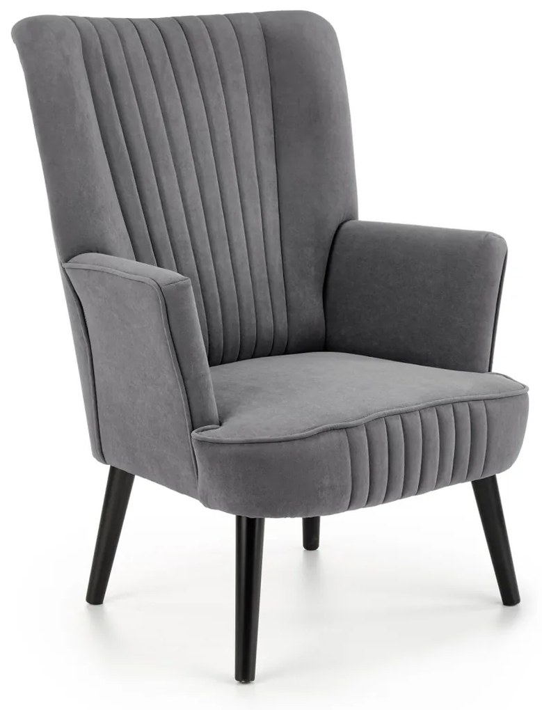Fotoliu tapitat Delgado Velvet gri – H100 cm