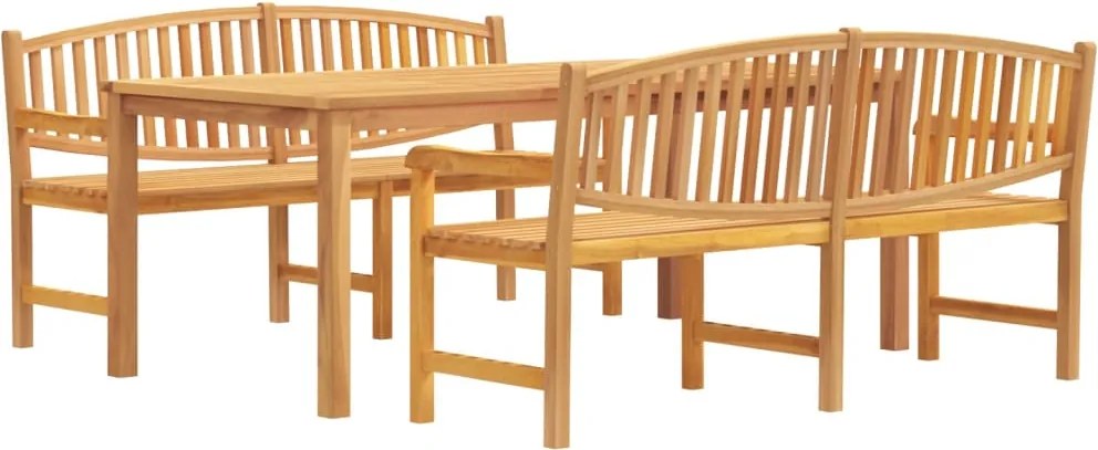 vidaXL Set mobilier pentru grădină, 3 piese, lemn masiv de tec