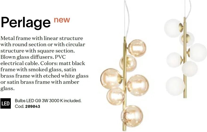 Lustra suspendata design modern PERLAGE SP25 FUME