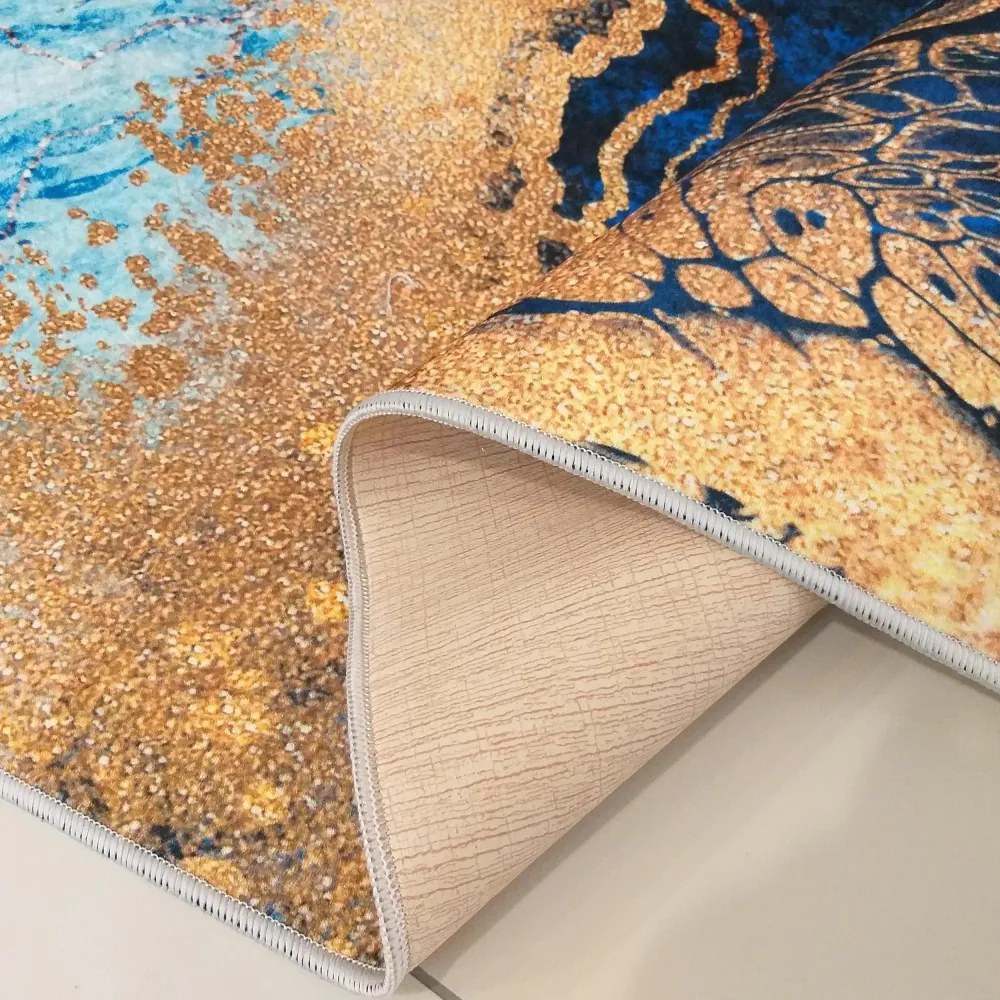 Covor antiderapant cu model albastru abstract Lăţime: 80 cm | Lungime: 150 cm