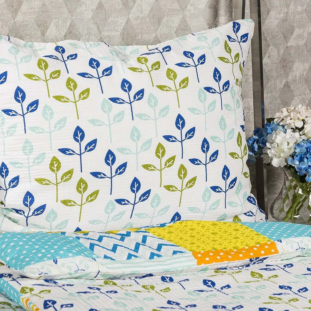 Lenjerie de pat bumbac crep 4Home Patchwork albastru,140 x 200 cm, 70 x 90 cm, 140 x 200 cm, 70 x 90 cm