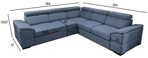 Colțar extensibil universal GRANADA cu spațiu de depozitare, albastru