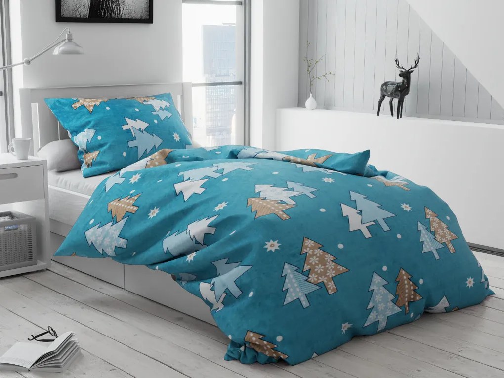 Lenjerie de pat cocolino din micro-plus Rion albastra