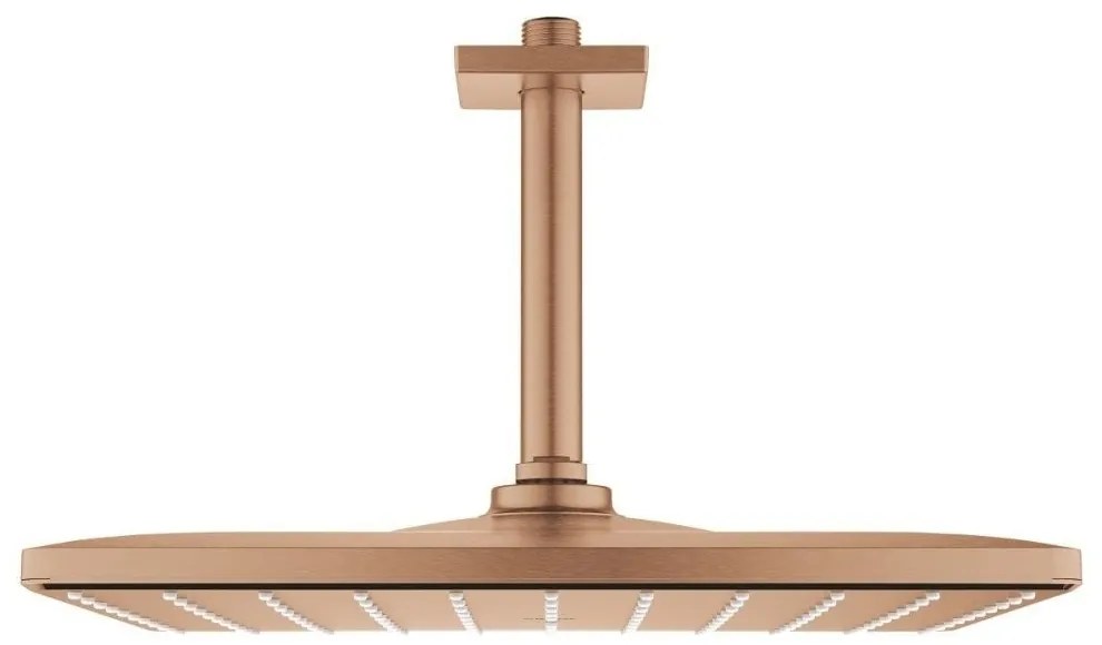 Palarie dus fix Grohe Rainshower Mono 310, 31x31 cm cu brat, montaj pe tavan, cupru mat (brushed warm sunset)