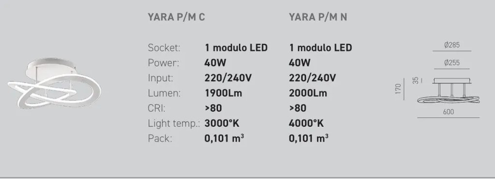 Lustra LED aplicata diametru 60cm YARA 3000K sau 4000K
