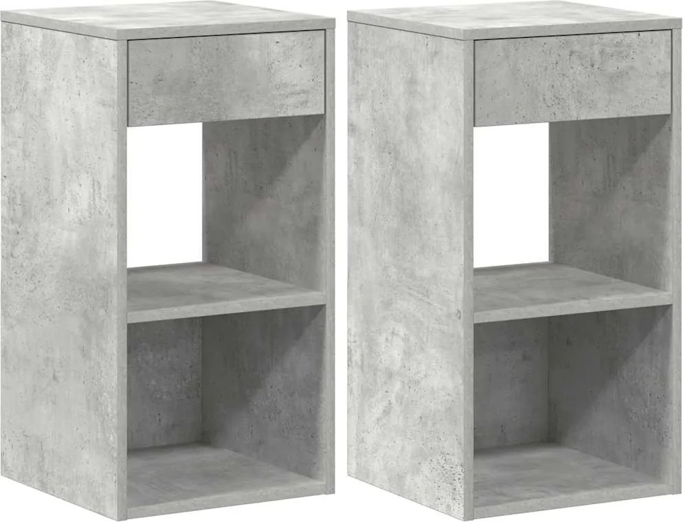 vidaXL Noptiere cu sertar 2 buc gri beton 35x34x66,5 cm