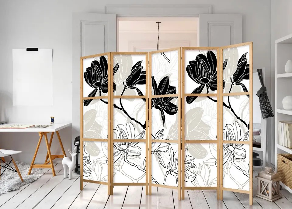 Paravan japonez - Black and White Flowers II