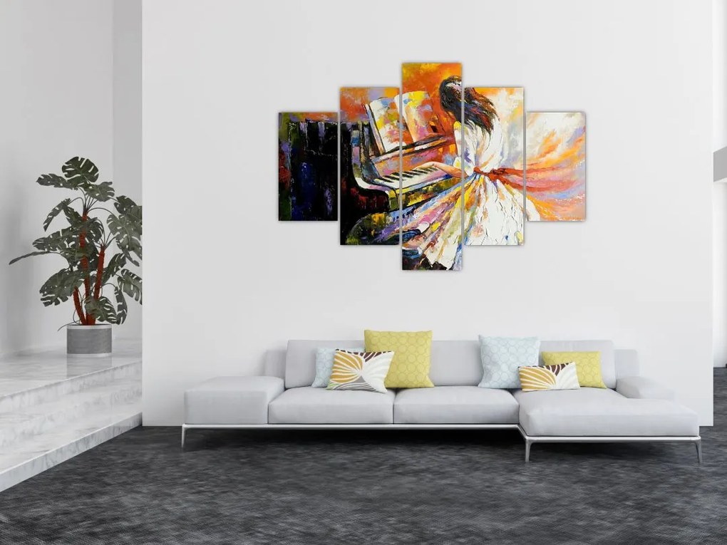 Tablou - Femeia cântând la pian (150x105 cm)