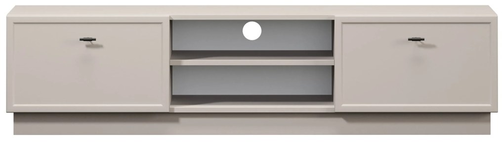 Comodă TV Lorini 150 cm cu sertare - culoare cașmir / mânere negre tip T-bar