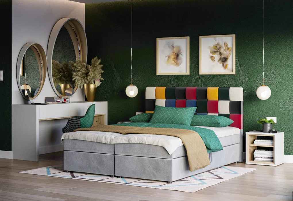 Expedo Pat tapiţat boxspring APPLE + topper, 140x200, itaka 14/albastru