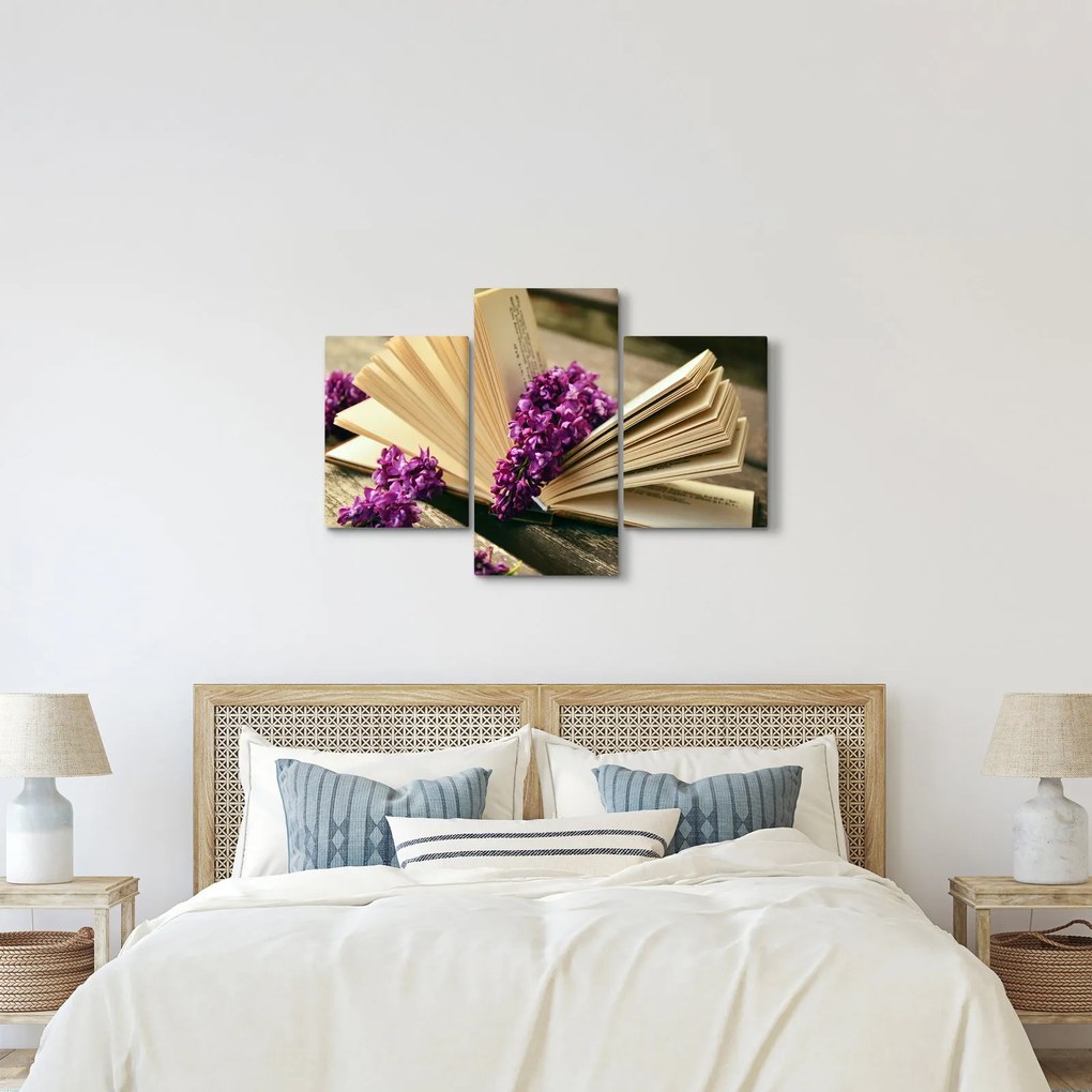 Tablou cu cartea și lavanda (90x60 cm)