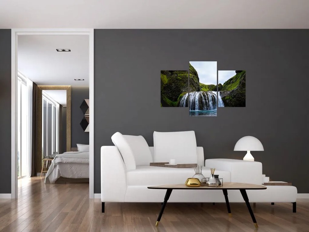 Tablou - Stânci cu cascadă (90x60 cm)