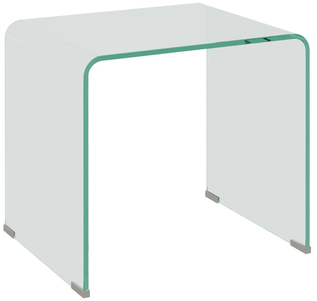 HOMCOM Măsuță de Cafea Modernă cu Picioare Antiderapante, Măsuță din Sticlă Securizată, 50x40x45 cm, Transparentă, Design Elegant | Aosom Romania