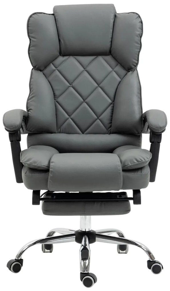 Scaun directorial, suport picioare, funcție recliner, SIB 818-2, Piele ecologica, Gri