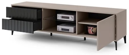 Comodă TV RONJA cu sertare, taupe/negru