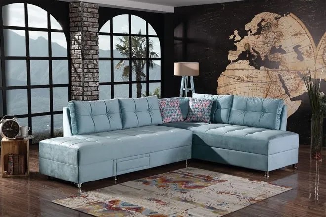 Coltar extensibil Modena cu lada de depozitare,blue