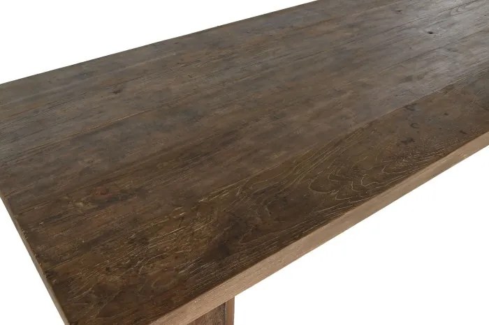 Masă dining din lemn masiv de tec reciclat, natur, 10 locuri, cu picioare masive, 78 x 220 x 90 cm, „Rusti”