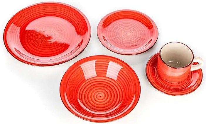 BANQUET Set de masă ceramic SPIRAL RED 30 piese