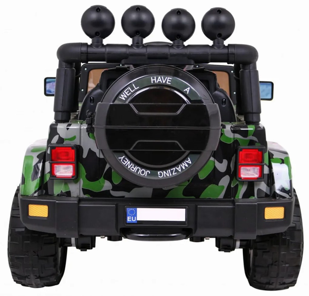 Masinuta Electrica cu acumulator pentru copii NOVOKIDS™ Full Time Jeep 4X4 PRO, Max 30 kg, 3-8 ani , Cu melodii si lumini ,12V, 2 Viteze, 4 motoare,