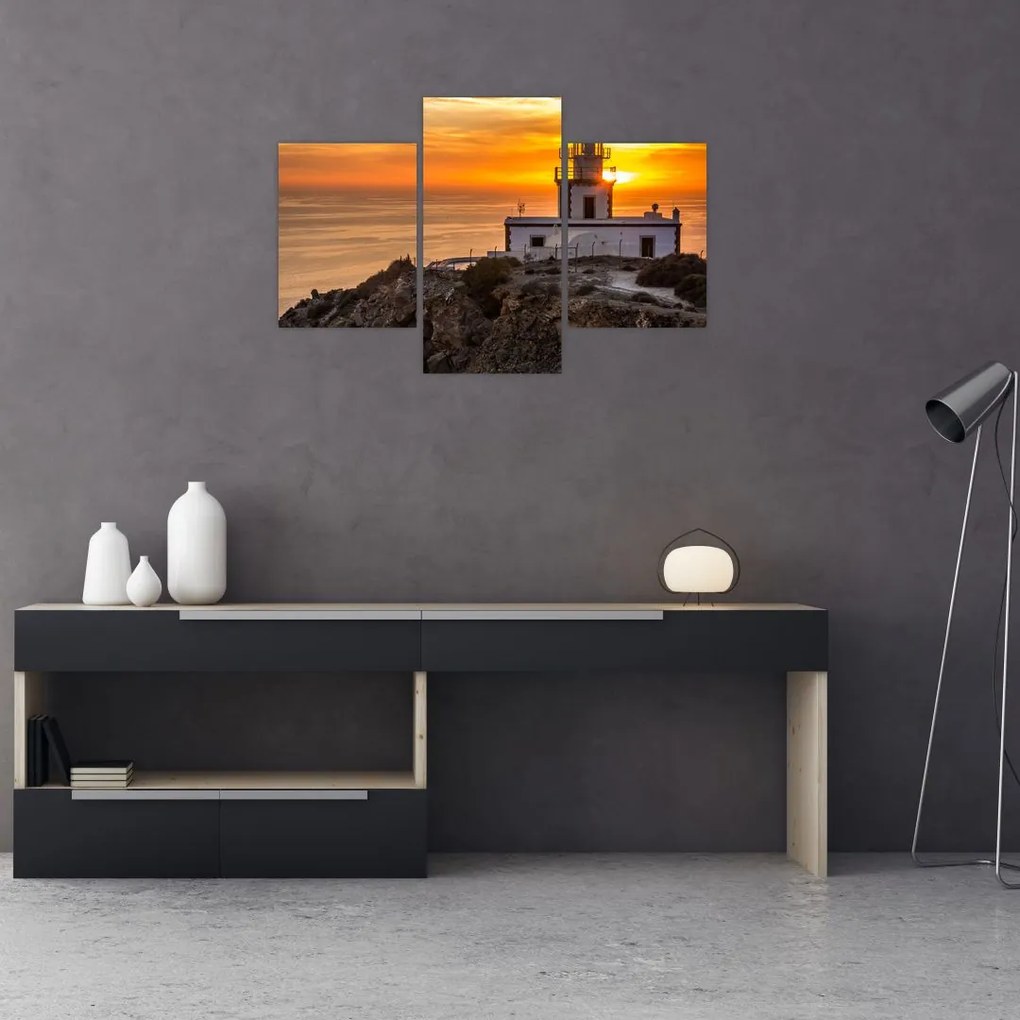 Tablou cu far în apus de soare (90x60 cm)