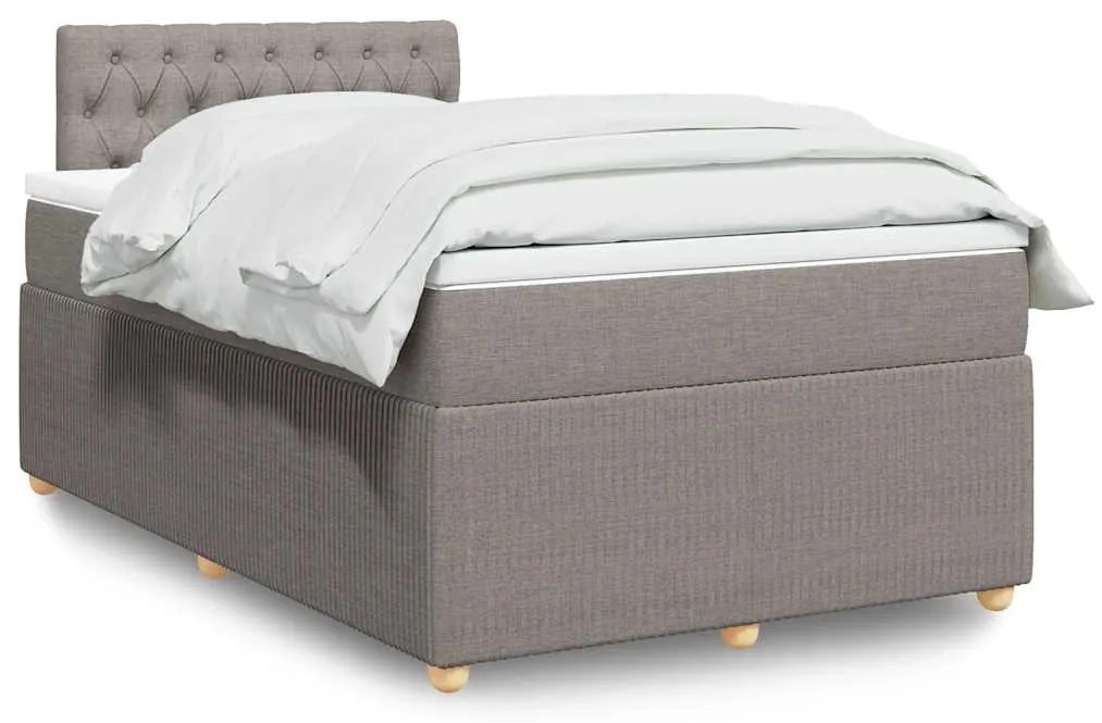 vidaXL Pat box spring cu saltea, gri taupe, 120x200 cm, textil