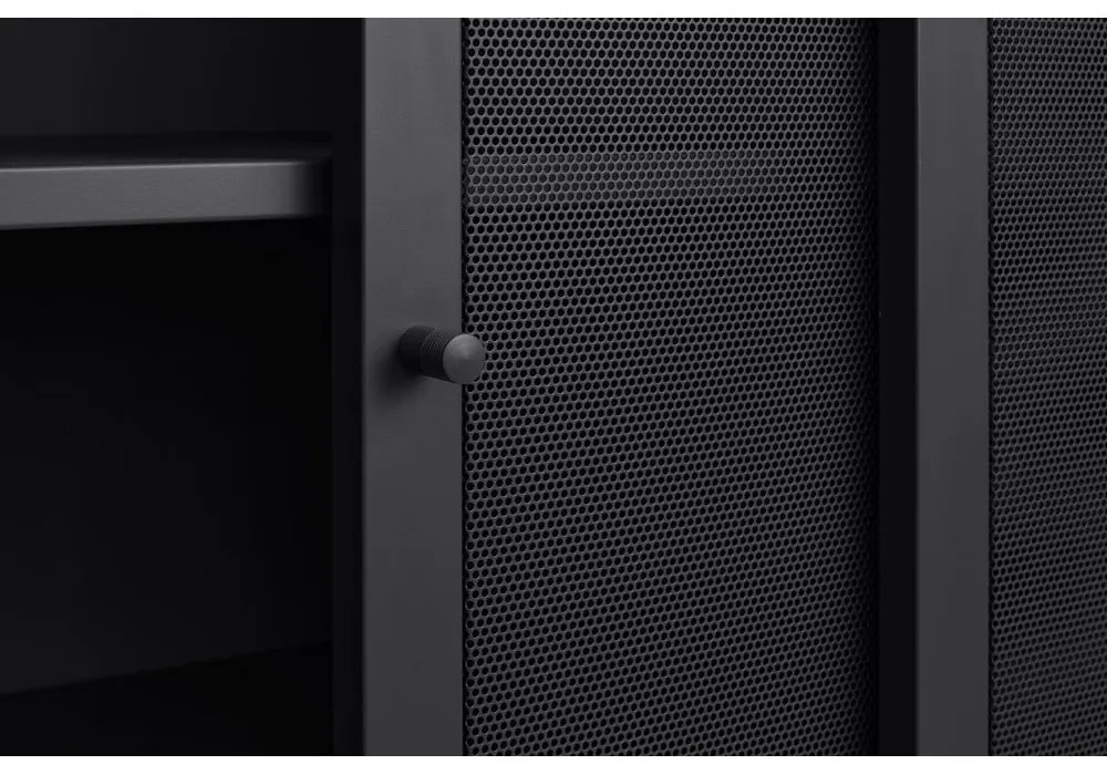 Dulap negru din metal cu ușă glisantă 90x140x40 cm Veep – Unique Furniture