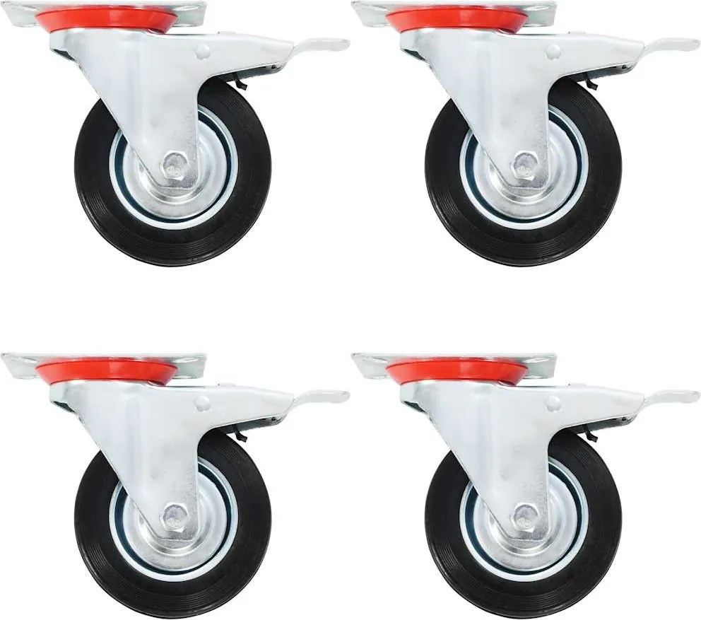 vidaXL Roți pivotante cu frâne duble, 4 buc., 100 mm