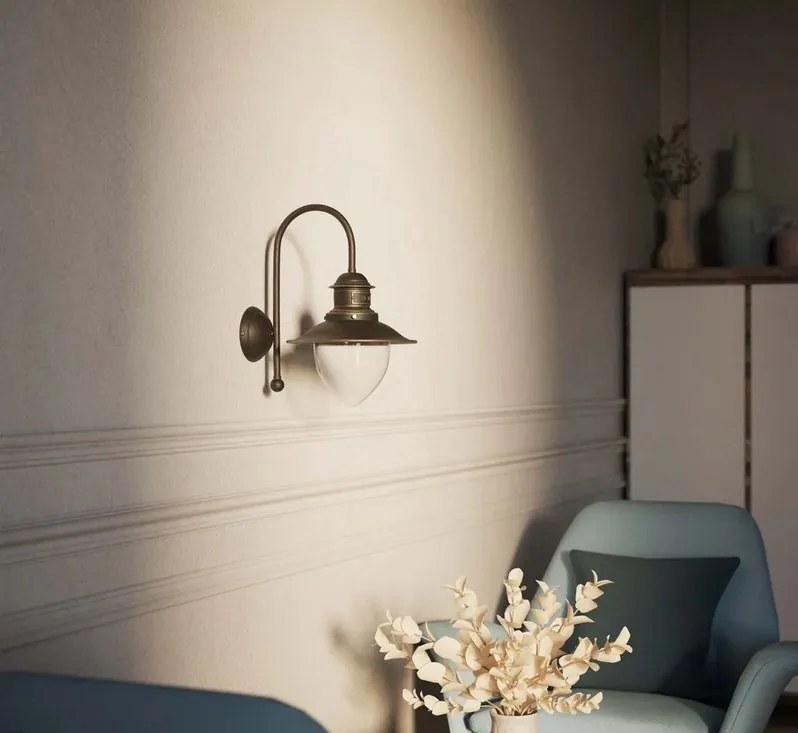 Aplica de perete stil nautic din alama si sticla Al Mare