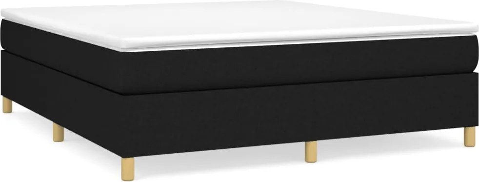 vidaXL Pat box spring cu saltea, negru, 160x200 cm, textil