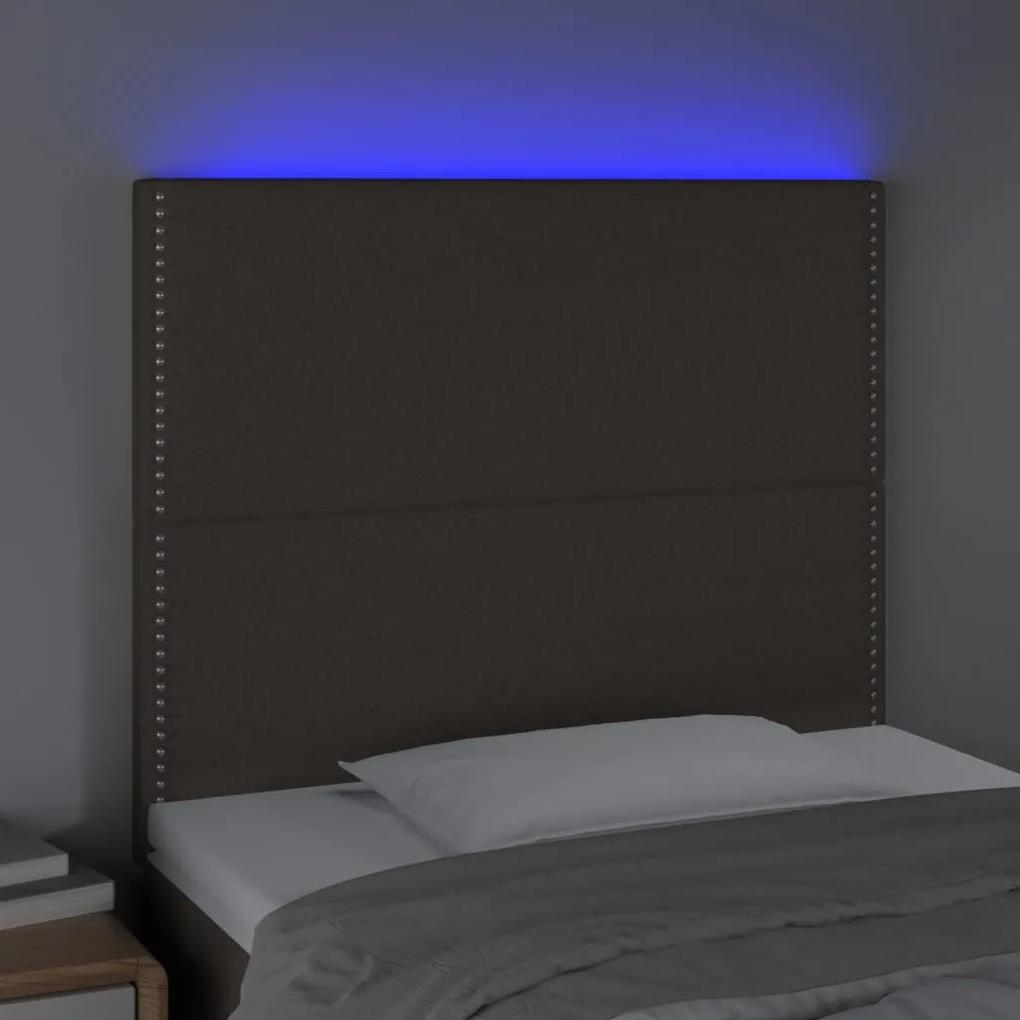 Tablie de pat cu LED, gri taupe, 100x5x118 128 cm, textil 1, Gri taupe, 100 x 5 x 118 128 cm