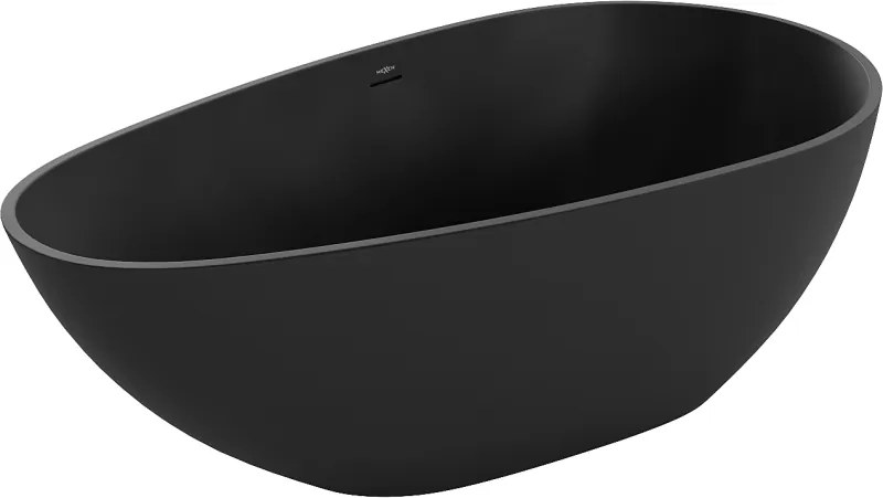 Mexen Palermo cadă freestanding din conglomerat 150 x 78 cm, negru mat - 57211507870