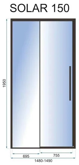Usa de nisa culisanta Rea Solar 150 cm sticla 6 mm negru