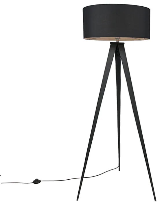 Lampa de podea moderna neagra cu abajur negru - Ilse