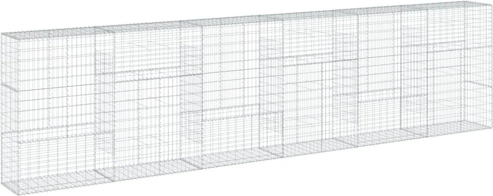 vidaXL Coș gabion cu capac, 600x50x150 cm, fier galvanizat