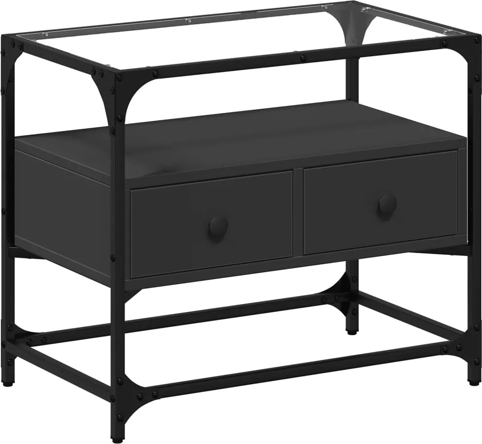 vidaXL Dulap TV blat sticlă, negru, 60x35x51 cm lemn prelucrat