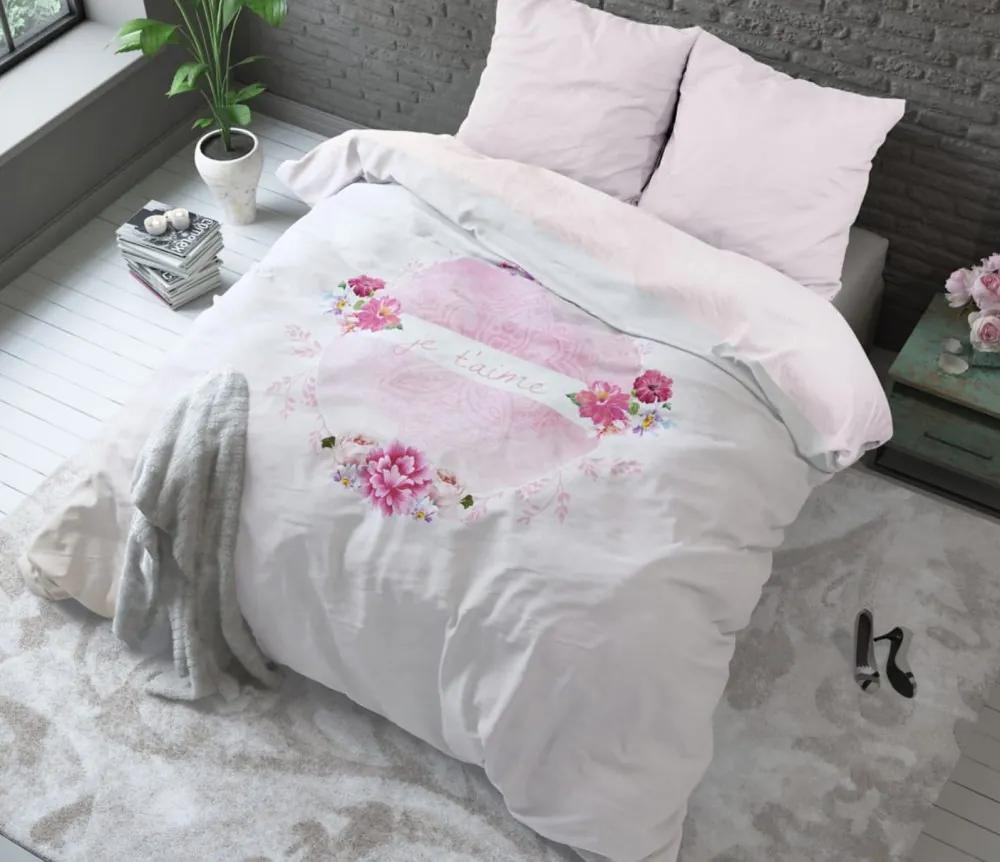 Lenjerie de pat frumoasă din bumbac culoarea roz 160 x 200 cm 160x200