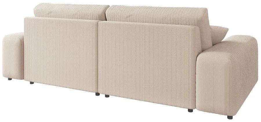 Colțar bej cu tapițerie din catifea reiată (cu colț variabil) Justin – Ropez