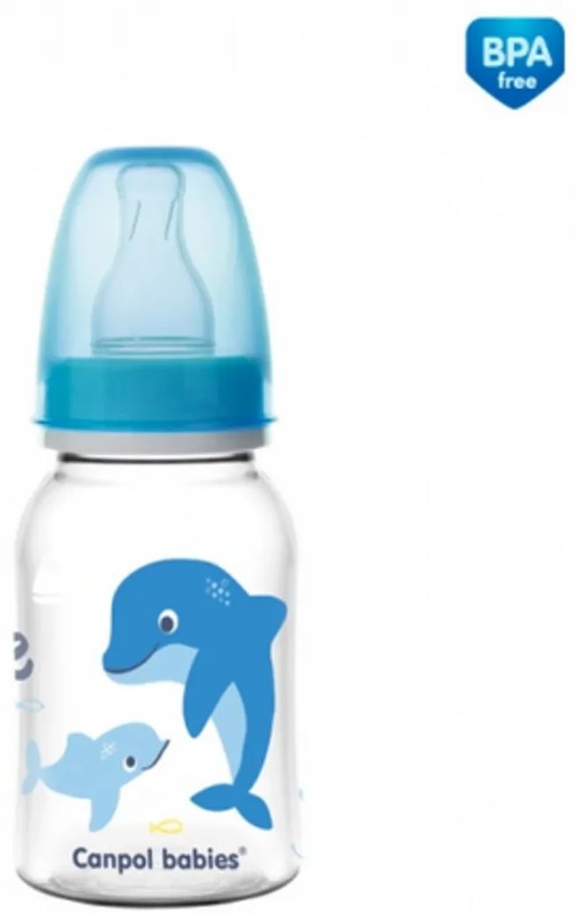 Canpol babies - Biberon imprimat, 120 ml, Love &amp; Sea - albastru