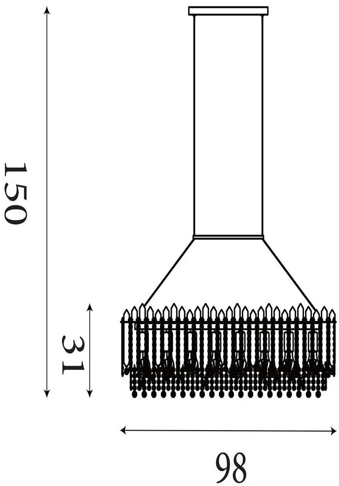 Lustra metal auriu, cristale din sticla Spear 8Lt