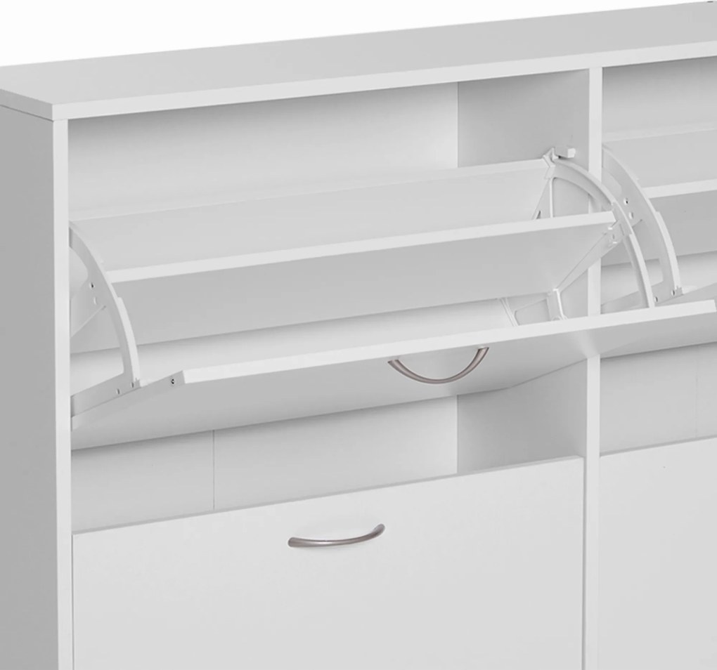 HOMCOM Dulap Pantofi pentru 24 Perechi, Design Eficient din Lemn, Alb, 120x24x81cm | Aosom Romania