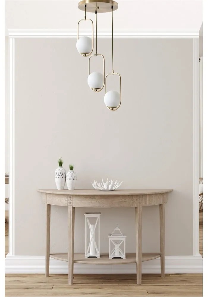 Lustră albă/aurie cu abajur din sticlă ø 30 cm Ahu – Opviq lights