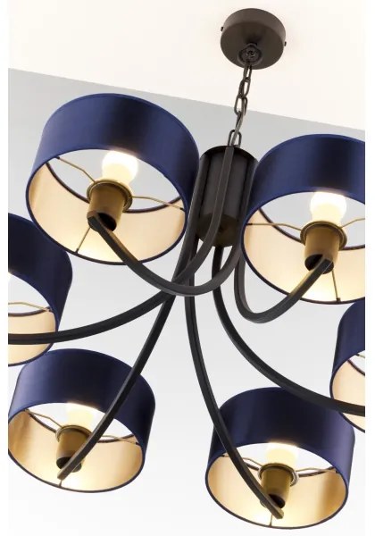 Jupiter 2102 - Candelabru cu lanț ARTHUR 6xE27/15W/230V albastru/negru