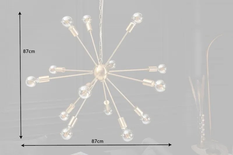 Lustra suspendata cu 14 surse de lumina Sputnik 85cm auriu