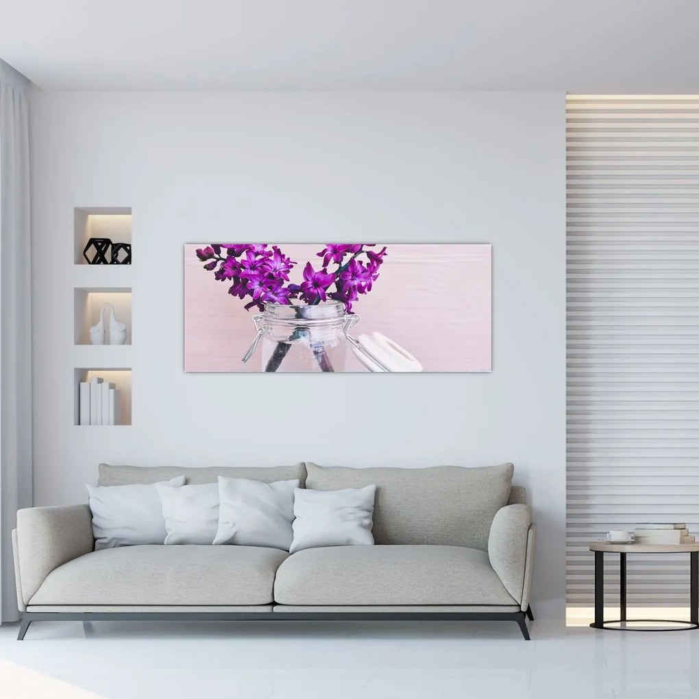 Tablou cu flori violete (120x50 cm), în 40 de alte dimensiuni noi