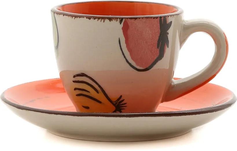 Set 6 cești de cafea cu farfurioară din ceramică Kasanova Vegetable Orange