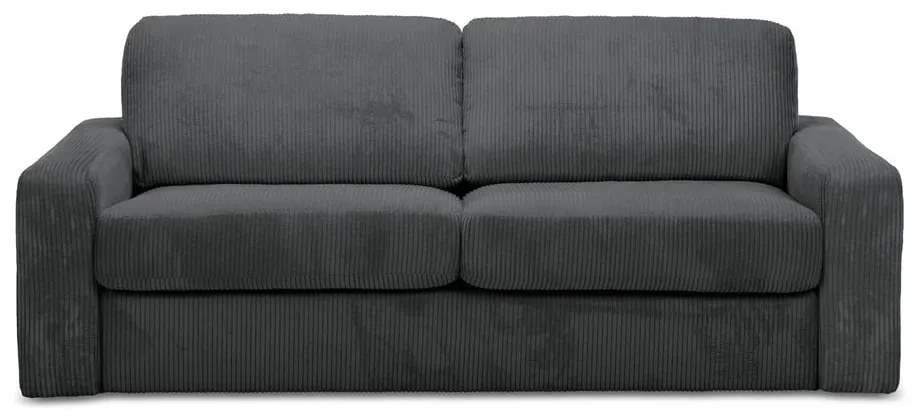 Canapea gri închis extensibilă cu tapițerie din catifea reiată 195 cm Nona – Makamii