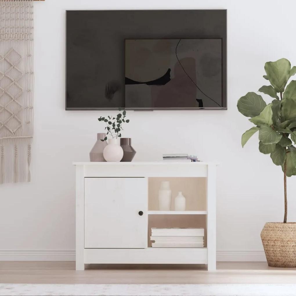 Comoda TV, alb, 70x36,5x52 cm, lemn masiv de pin Alb, 1