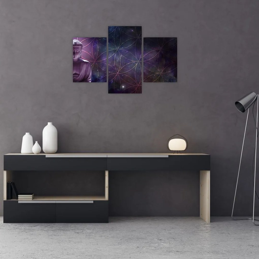 Tablou - Buddha cu florile vieții (90x60 cm)