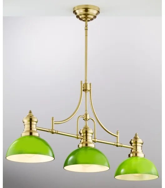 Lustră cu tijă PLATINO Jupiter 2074, 3xE27/15W/230V, verde/auriu