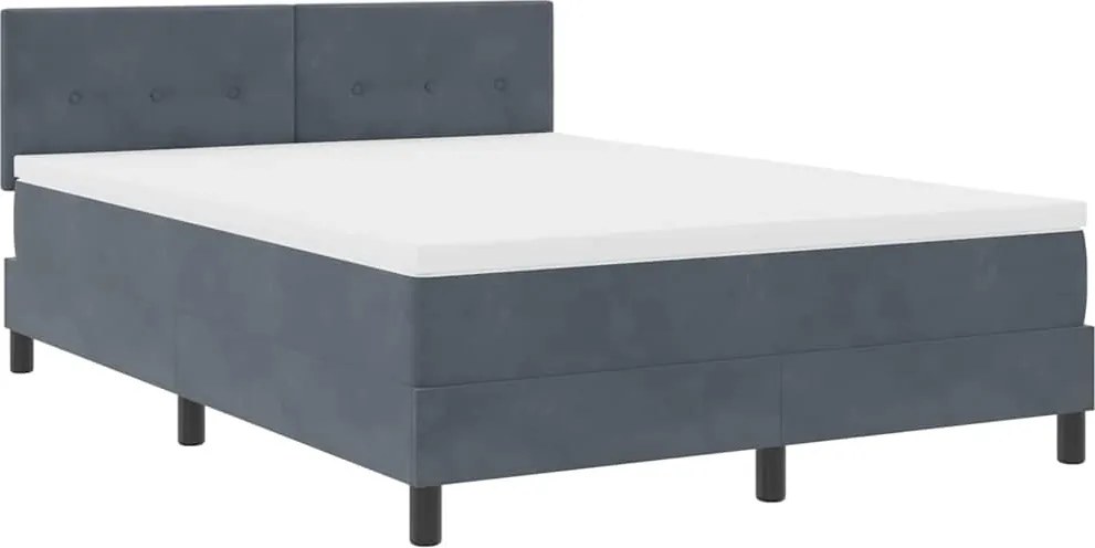 vidaXL Pat cu arc LED cu saltea cu led Gri închis 140 x 200 cm Catifea